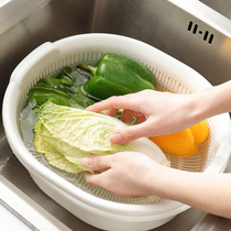 Japan imported double wash basin kitchen large padded plastic drain basket household multi-purpose fruit basket