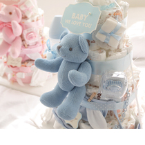 (CreamHouse) Korean blue bear baby birthday 4 layer diaper cake gift box