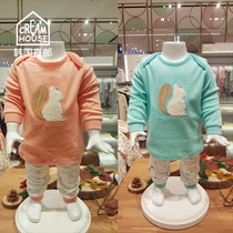 (CreamHouse) Korean cute squirrel male and female baby cotton autumn underwear suit