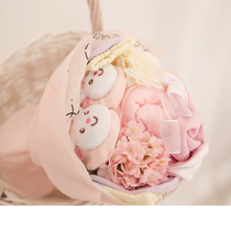 (CreamHouse) Korean pink rabbit newborn baby birthday bouquet gift box 4 sets