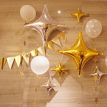 Gold Silver Four-corner Stars Aluminum Film Balloon Baby Birthday Arrangement Decorations Children Adults Birthday Party Supplies