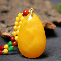 Honey Wax Pendant Amber Raw Stone Pure Natural Chicken Oil Yellow Male And Female Section Blood Permalink Fur Coat Chain With Shaped Drop Necklace