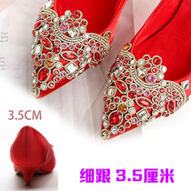 Chinese style red bride embroidered high heels embroidered Wo clothing Wedding shoes bridesmaid shoes show kimono happy word shoes Dragon and phoenix coat shoes