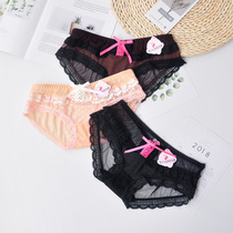 Special Lace Sexy Transparent Lady Triangle Low Waist Girl Tempest Sexy Tell Students Ultra-thin Trousers Summer Wave