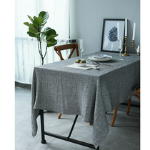  Mo language European and American style linen cotton natural wrinkled yarn-dyed double-layer gray tablecloth cover Amoling can be customized
