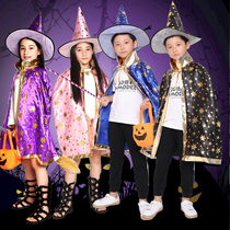 Halloween childrens costumes Halloween childrens costumes male costume magician witch cloak hat set Young