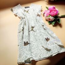 Childrens girls silk short sleeve dress mulberry silk skirt summer elegant lady color