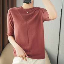 Han edition of seven-point sleeve t-shirt summer thin sleeve sleeve short sleeve neck loose knitting and half-sleeve tops