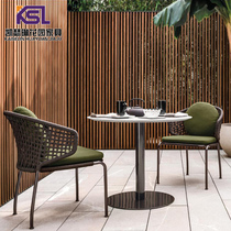  Outdoor table and chair combination model courtyard living room designer woven rattan leisure open-air balcony three-piece table and chair furniture