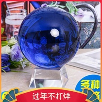 High-end size blue crystal ball pendulum blessings for home living room office decorations to start housewarming gifts