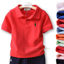 Childrens clothing boys polo shirt short sleeve summer 2019 middle school children White pink solid color lapel T-shirt