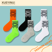 Socks female midbarrel socks to blame for smiley face ins Shot socks Sports cotton Sox Korean version Spring and autumn thin section Regular Sox Red Sox