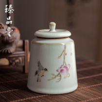 Ceramic tea cans sealed cans small tea storage tanks portable mini Ru kiln cans tea set accessories