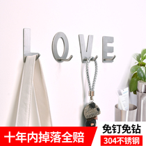 Punch-free 304 stainless steel sticky hook Creative letter hook Strong viscose kitchen load-bearing bathroom wall decoration