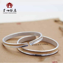 Dali inch four silver Zhuang silver bracelet 999 foot silver handmade concave concave reverse smooth smooth Joker couple