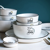 WUXIN simple Nordic net red tableware ins eating dishes dishes soup bowls Japanese tableware sets dishes and dishes for home use