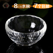 Tibetan Buddhist supplies white crystal water cup water bowl seven for eight 8cm Crystal Bowl set