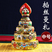 Tibetan Buddhism cloisonne cut hollow Manza plate thickened original decoration plate medium number