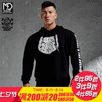 Muscle dog delicate baby cotton tide brand hand-painted loose short sports fitness pullover hooded sweater men