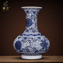 Jingdezhen ceramics hand-painted blue and white tangled branches vase flowers new Chinese home living room decoration crafts