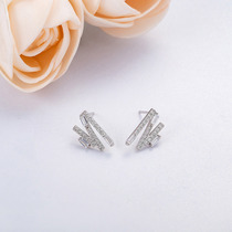 Imported Zircon s925 Pure Silver Flash 100 Hitch Nail Female Minimalist Temperament Korea 2018 New Earrings Personality Students