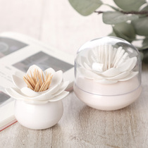 Rice Wood Lotus toothpick box creative home living room fashion plastic transparent cute cotton pick box toothpick box can