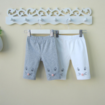 Female baby leggings summer little girl Capri pants 1-2-3 years old baby Summer wear thin outside wear can open file 0