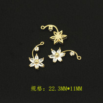 High Quality Copper Plated Real Gold Zircon Stone Full Drill Plum small pendant DIY earrings Earrings Accessories Pendant