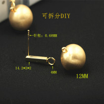 Copper Plated Real Gold Rectangular Opening Earnail Wire Drawing Round Globe Ear Nail DIY Earpiece Accessories Strip Ear Spikes