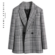 Fashion Plaid small blazer womens autumn and winter 2021 new short Korean version of retro English style suit woolen jacket