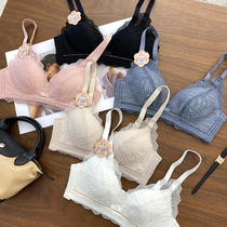  2021 light luxury series lace without sponge thin crystal hole honeycomb cup large chest display small bra underwear