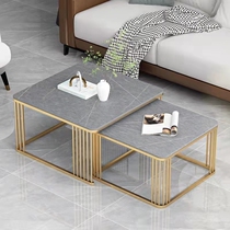 Italian style rock plate tea table light extravagant modern minimalist net red design feeling small family room square slate primary-secondary tea table