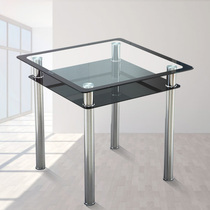 Tempered Glass Table Small Family Type Home Square Dining Table Rental House I House Casual Meeting Guests Table Double square
