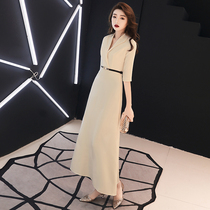 2021 new evening dress female temperament champagne Noble Banquet light luxury small high-end dress usually wear
