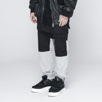 The Dirty Collection 2019AW trendy double Pocket Color matching wash stitching culottes men