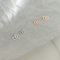 Simple cut face love small stud earrings 925 sterling silver rose gold delicate hypoallergenic earrings cute mini earrings