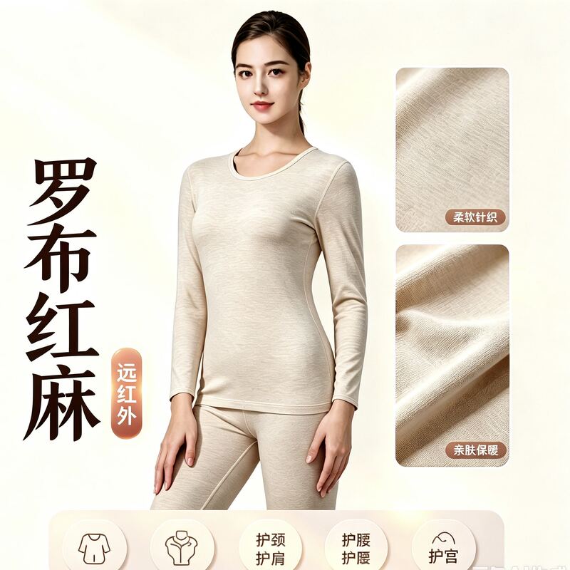 【Plant Fiber Autumn Clothing Set】Robo Red Hemp Q-Elastic Soft and Warm Underwear Set for Autumn and Winter New Style 【Plant Fiber Autumn Clothing Set】Robo Red Hemp Q-Elastic Soft and Warm Underwear Set for Autumn and Winter New Style