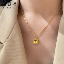 999 Gold Fish Scale Shining Bungee Fang Brand Gold Necklace Pure Gold Fashion Pendant Clavicle Set Chain For Girlfriend