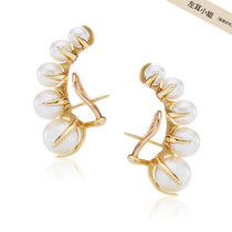 Fataway Gradient Pearl Earrings Female and American Little crowdDesign Net Red personality INS Retro Brief about lukewarm wind ear nails