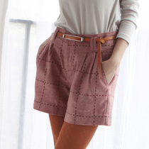 Special price high-end custom college plaid wool fabric autumn and winter short pants