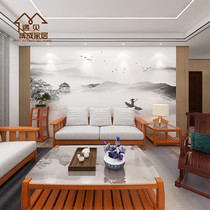 New Chinese style landscape painting Living room bedroom background wall Bamboo and wood fiber integrated wallboard grille wood board decorative wallboard