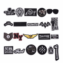 Patch stickers fashion cloth stickers embroidered black badge clothes down jacket jeans decorative embroidery flower label hot stickers