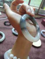 Your home has Xiaojing and Tian Jade Qinghai material boutique smoke purple and white two-color thick round bracelets