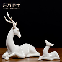 Oriental clay Ceramic mother and child deer ornaments Home living room TV cabinet wine cabinet Bogu shelf partition decorations