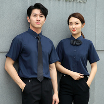 Coffee shop work clothes Short-sleeved shirt wine red milk tea hot pot hotel Western restaurant waiter spring and summer clothes