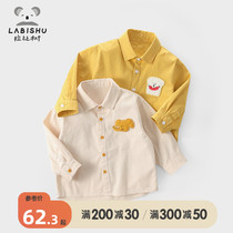Rabbi Tree Boy Clothing Male Baby Long Sleeve Shirt 2022 Spring Autumn New Children Cartoon Blouses Children Pure Cotton Lining Clothes