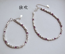 Solo 2022 new Thai handmade silver block pure silver bracelet retro fashion foot chain woman pure silver natural pomegranate stone