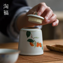 Jingdezhen antique Ru Kiln small tea pot Ceramic sealed pot tea pot Household storage tea pot Storage canned tea pot