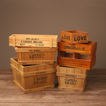 zakka desktop wooden cosmetics storage box Solid wood storage finishing wooden box Rectangular vintage sundries wooden box