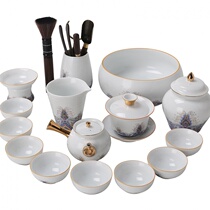 Golden Silk Surf Enamel Color ceramic full set Gongfu tea with tea drinking tea teapot lid bowl dry tea tray set for home